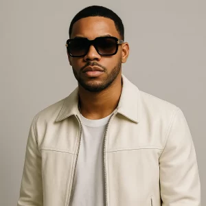 a male r&b artist in cream colored clothing
