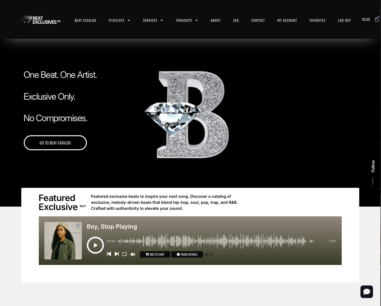 exclusive beats screenshot from beatexclusives.com