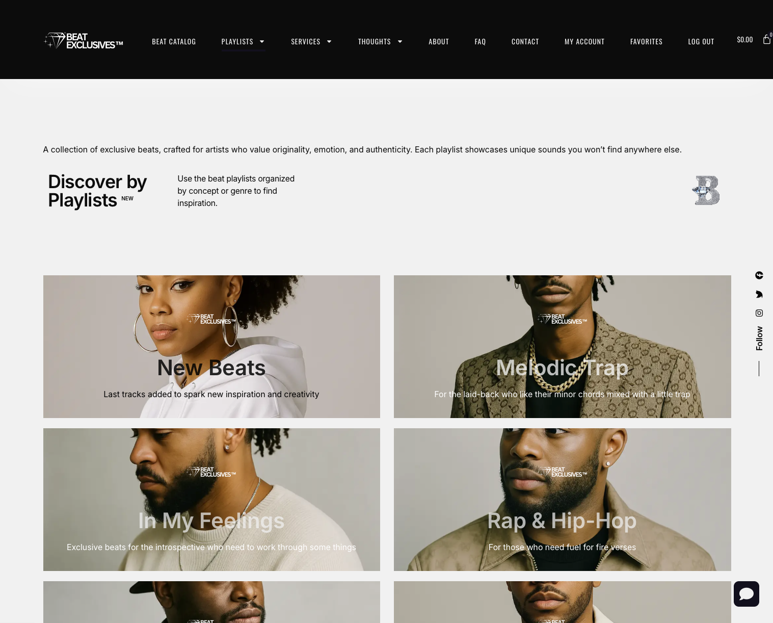 exclusive beats screenshot from beatexclusives.com